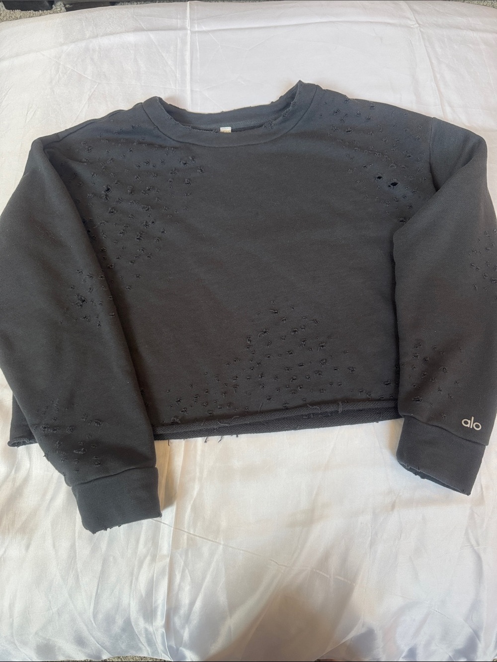 ALO Yoga Cropped Crew‎ Sweatshirt charcoal